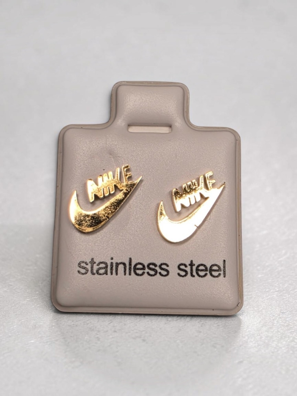 Nike Gold-tone Stainless Steel Swoosh Stud Earrings NWT!